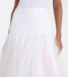 Jacquemus Mireio tulle-trimmed cotton poplin midi skirt