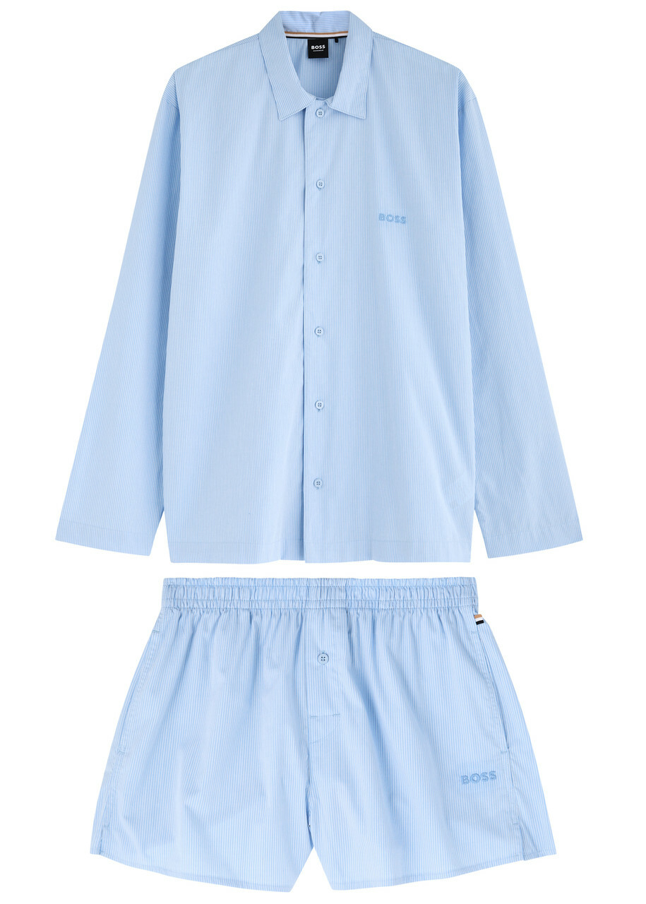 Boss Cooper Striped Cotton Pyjama set Blue