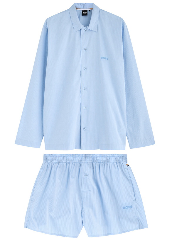 Photo: Boss Cooper Striped Cotton Pyjama set Blue
