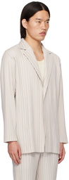 HOMME PLISSÉ ISSEY MIYAKE Beige Box Pleats Ensemble Blazer