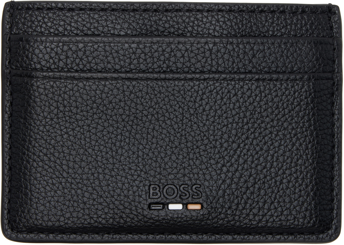 BOSS Black Faux-Leather Money Clip Card Holder