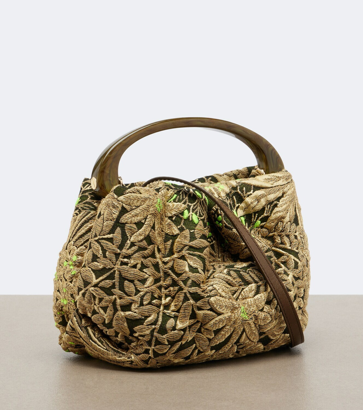 Dries Van Noten Small floral jacquard top-handle bag