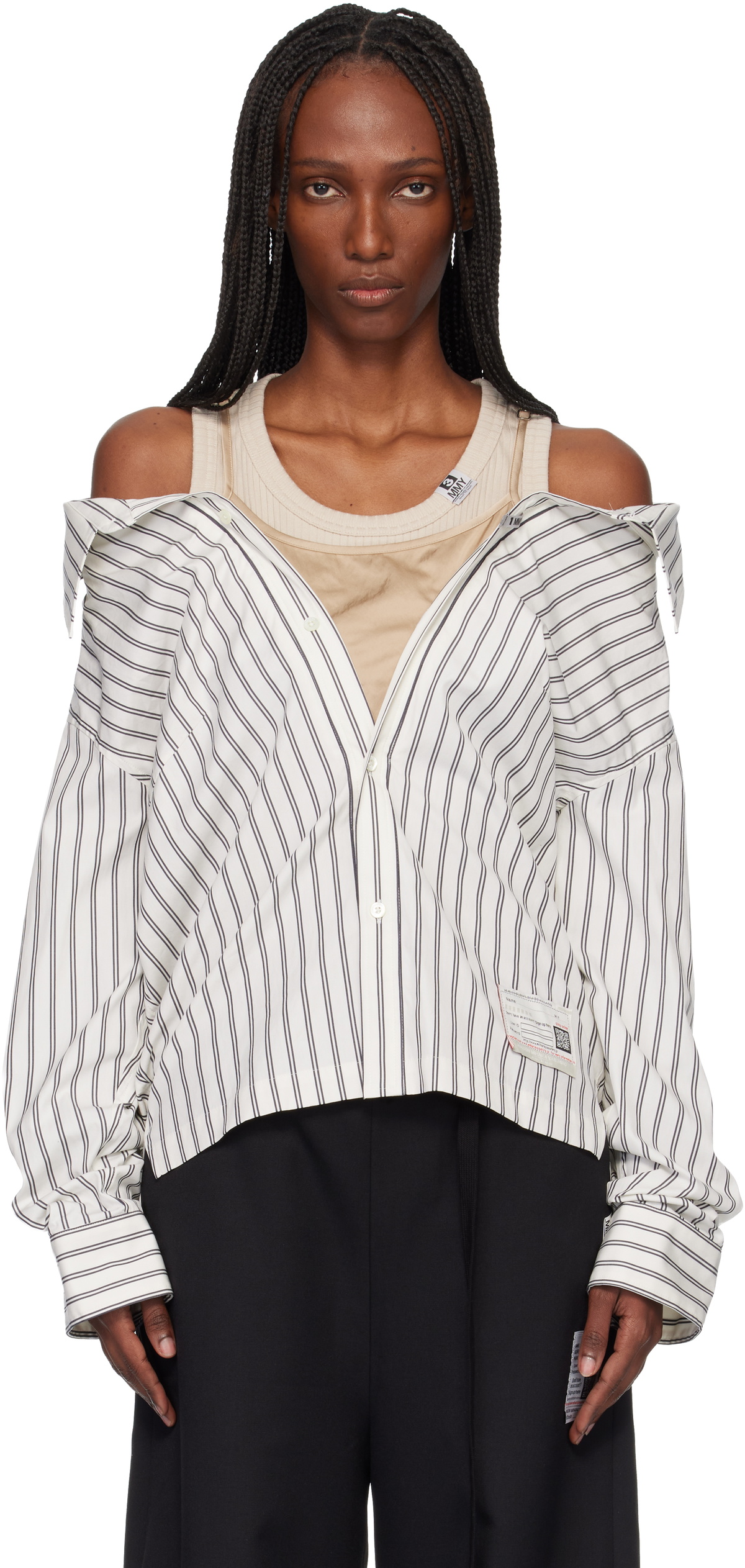 Maison MIHARA YASUHIRO Off-White & Beige Triple Layered Stripe Shirt