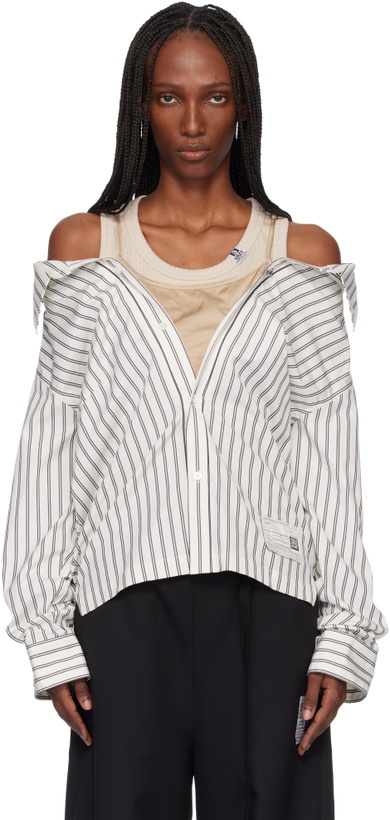 Photo: Maison MIHARA YASUHIRO Off-White & Beige Triple Layered Stripe Shirt
