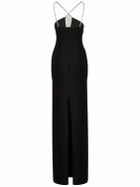 AZZARO Stretch Viscose Crepe Halter Neck Dress