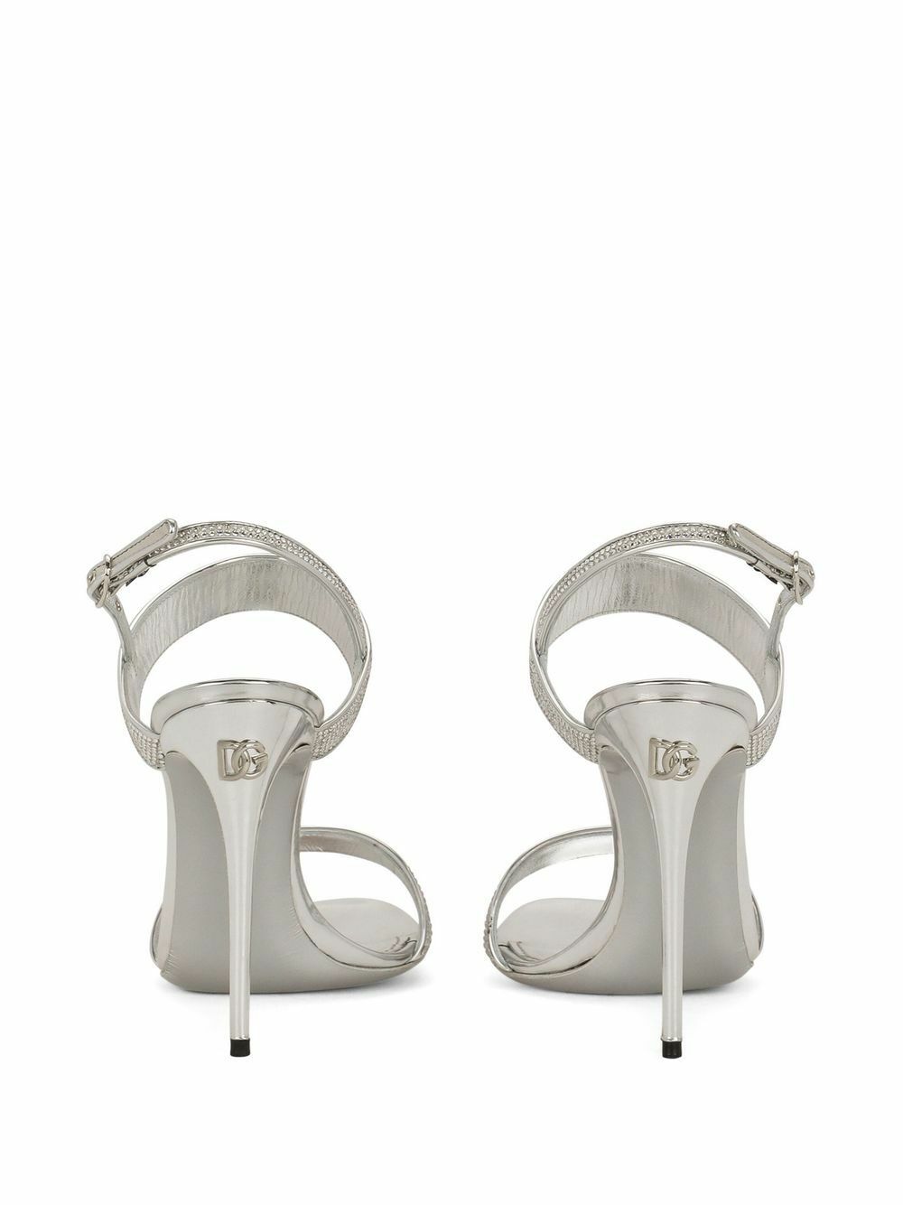 Dolce & Gabbana Silver Leather Platform Keira Sandals Shoes