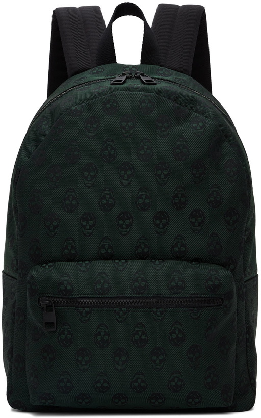 Photo: Alexander McQueen Green Metropolitan Biker Skull Backpack