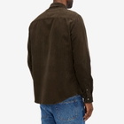AMI Paris Men's Corduroy Tonal Heart Button Down Shirt in Dark Coffee