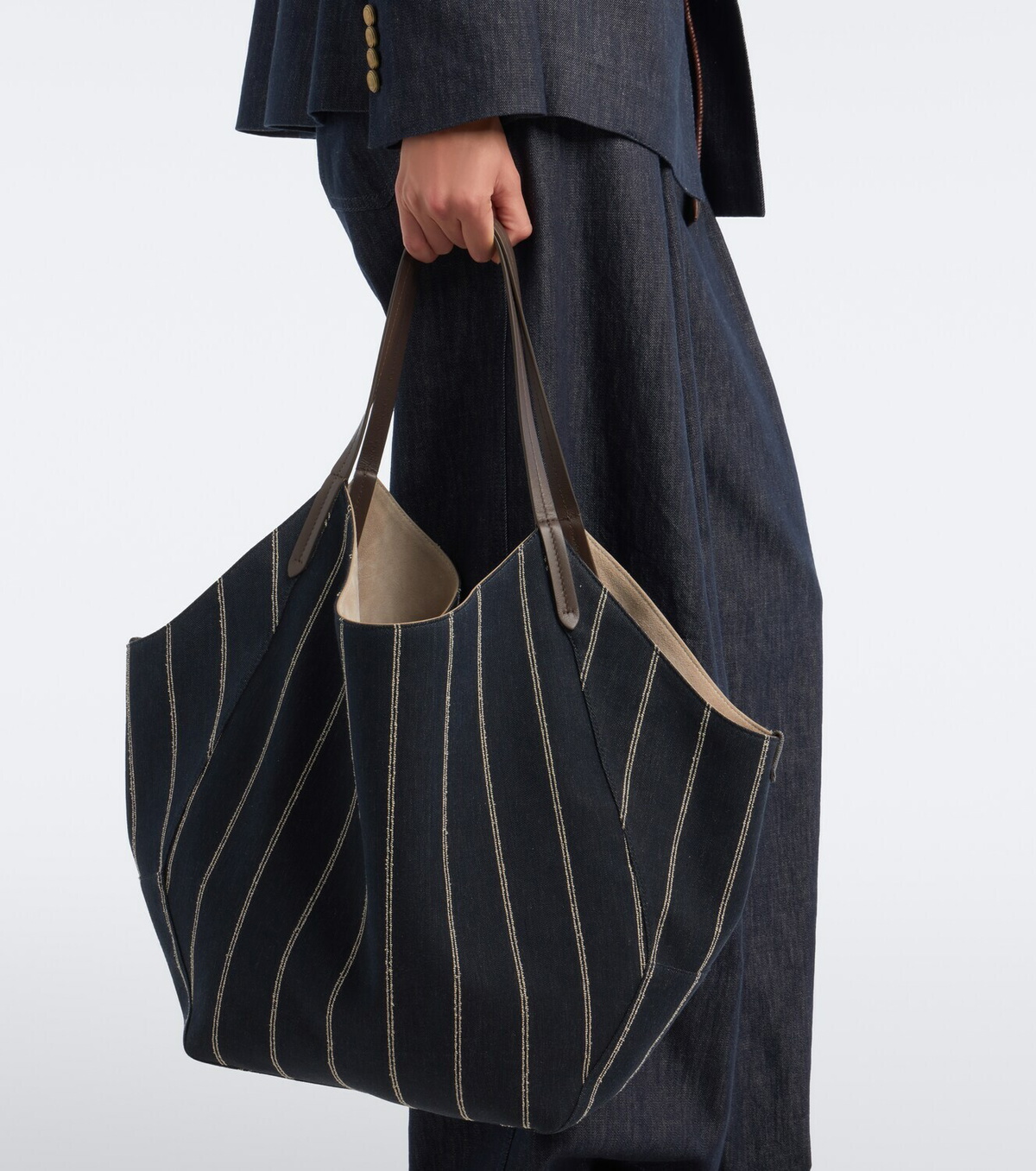 Brunello Cucinelli Monili striped canvas tote bag