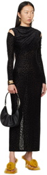 Puppets and Puppets Black Cold Shoulder Midi Dress