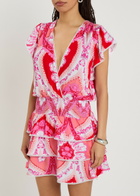 Melissa Odabash Jess Printed Woven Mini Dress Pink