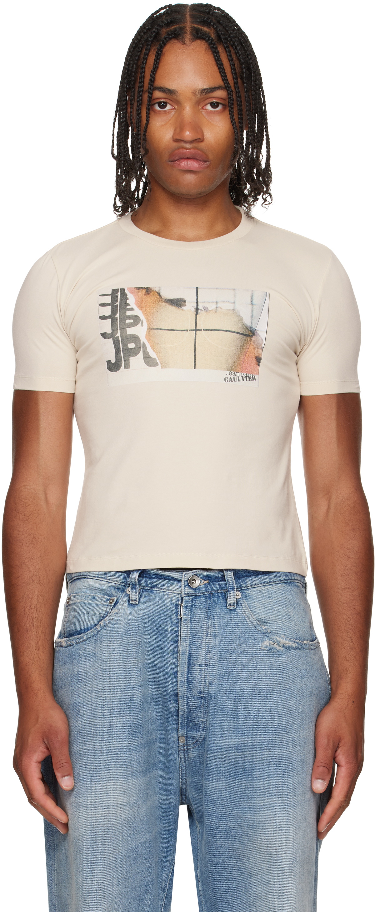 Jean Paul Gaultier Yellow & Red 'Tartan Face' Long Sleeve T