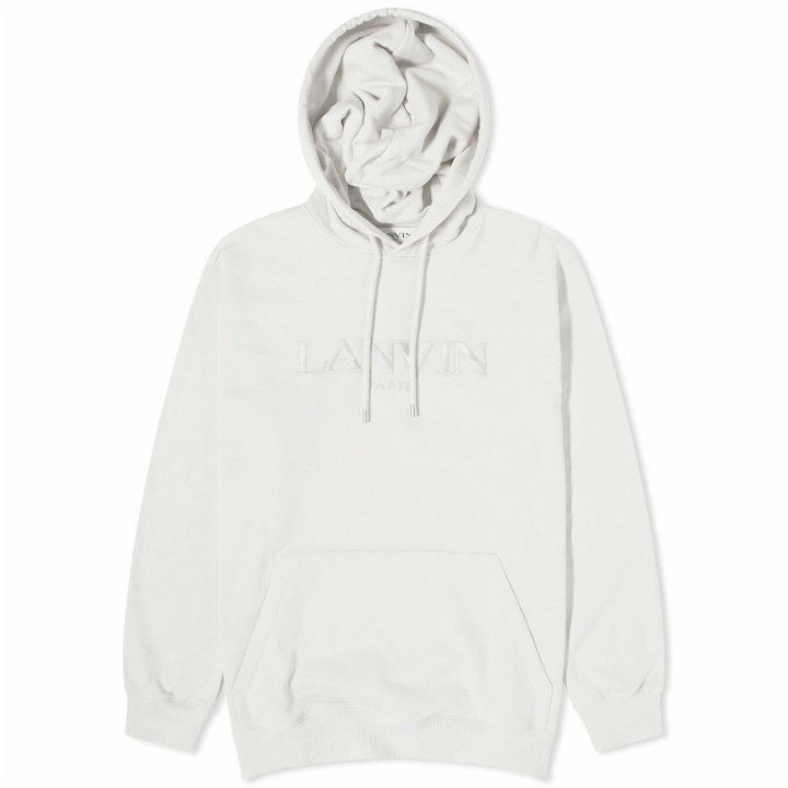 Photo: Lanvin Men's Embroidered Popover Hoodie in Mastic
