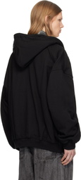 Juun.J Black Double Layered Zip-Up Hoodie