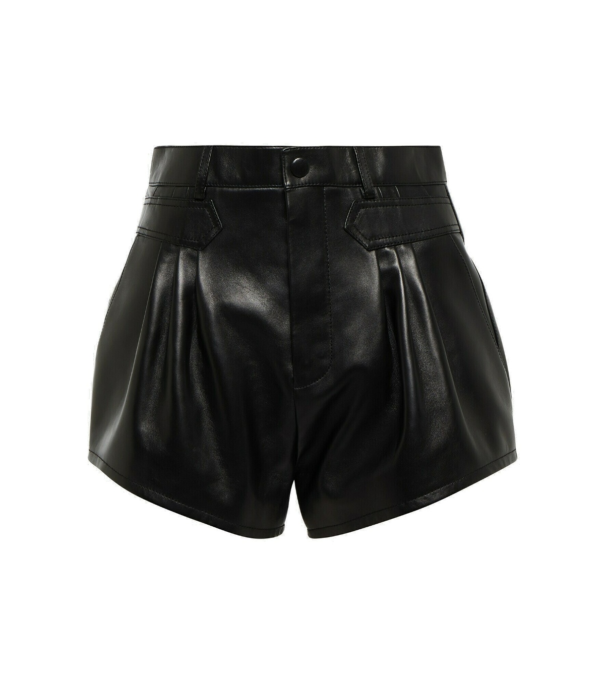 Saint Laurent - High-rise leather shorts Saint Laurent