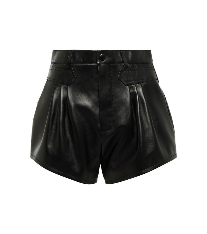 Photo: Saint Laurent - High-rise leather shorts