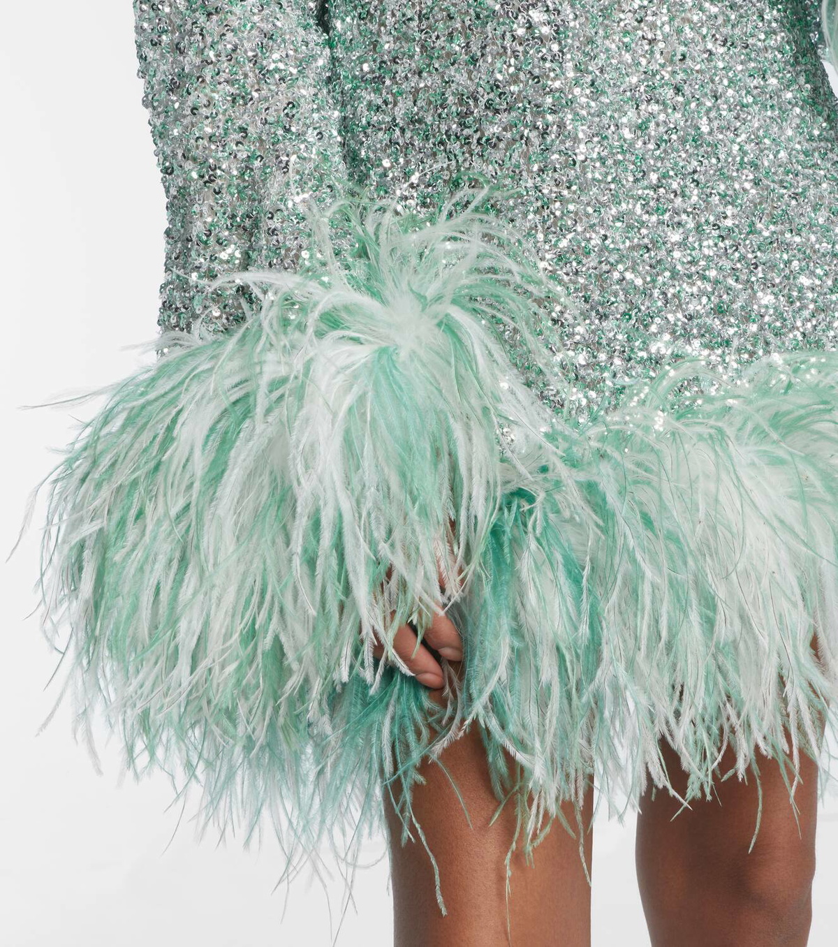 Taller Marmo Gina sequined feather-trimmed minidress