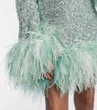 Taller Marmo Gina sequined feather-trimmed minidress