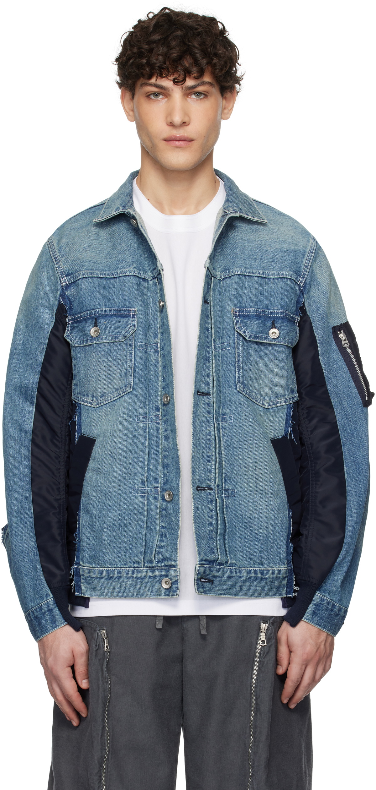 ジャケット・アウター sacai Denim Nylon Twill Jacket size 1 Sacai-Denim-Pants-Blue-2.jpg?v