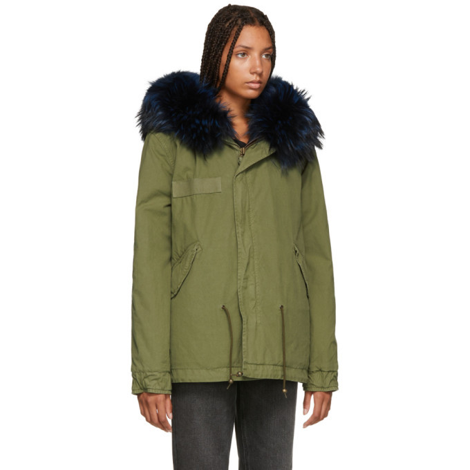 Mr and Mrs Italy Green and Blue Quilted Fur Jacket