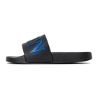 Valentino Black and Blue Valentino Garavani VLTN Slides