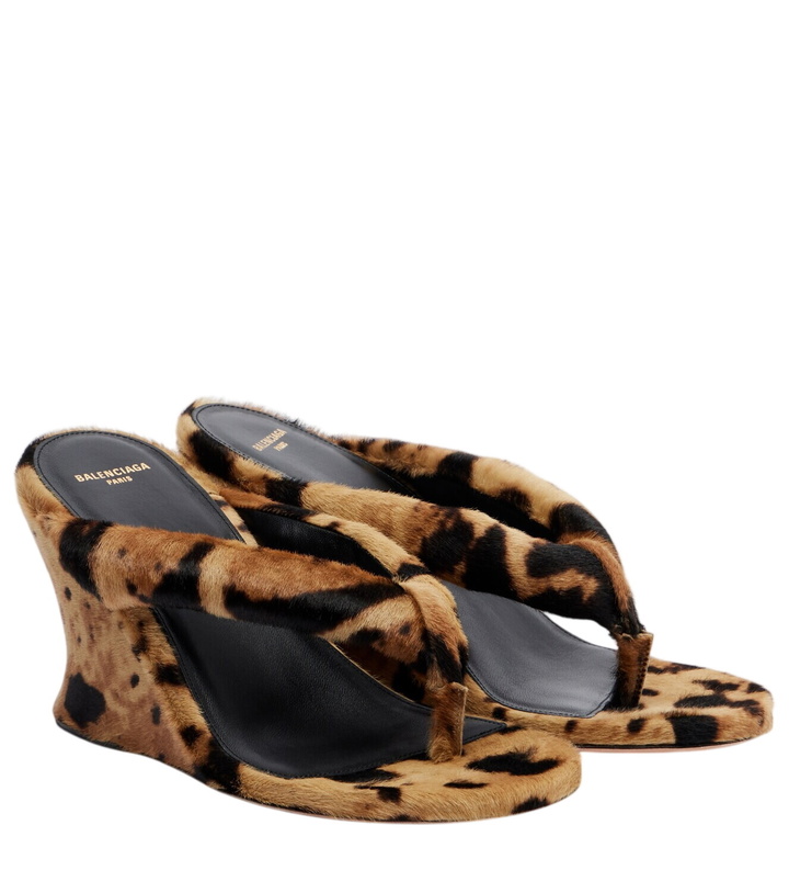Photo: Balenciaga Gaeta calf hair wedge thong sandals
