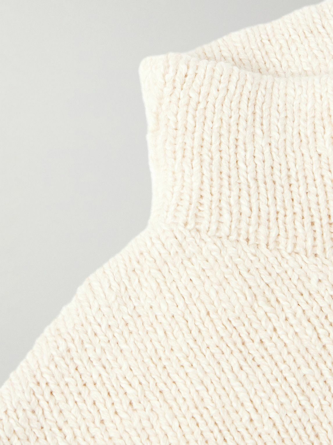 UMIT BENAN B - Ribbed Cotton and Cashmere-Blend Rollneck Sweater - Neutrals