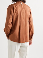 UMIT BENAN B - Julian Cotton and Silk-Blend Half-Placket Shirt - Brown - IT 48