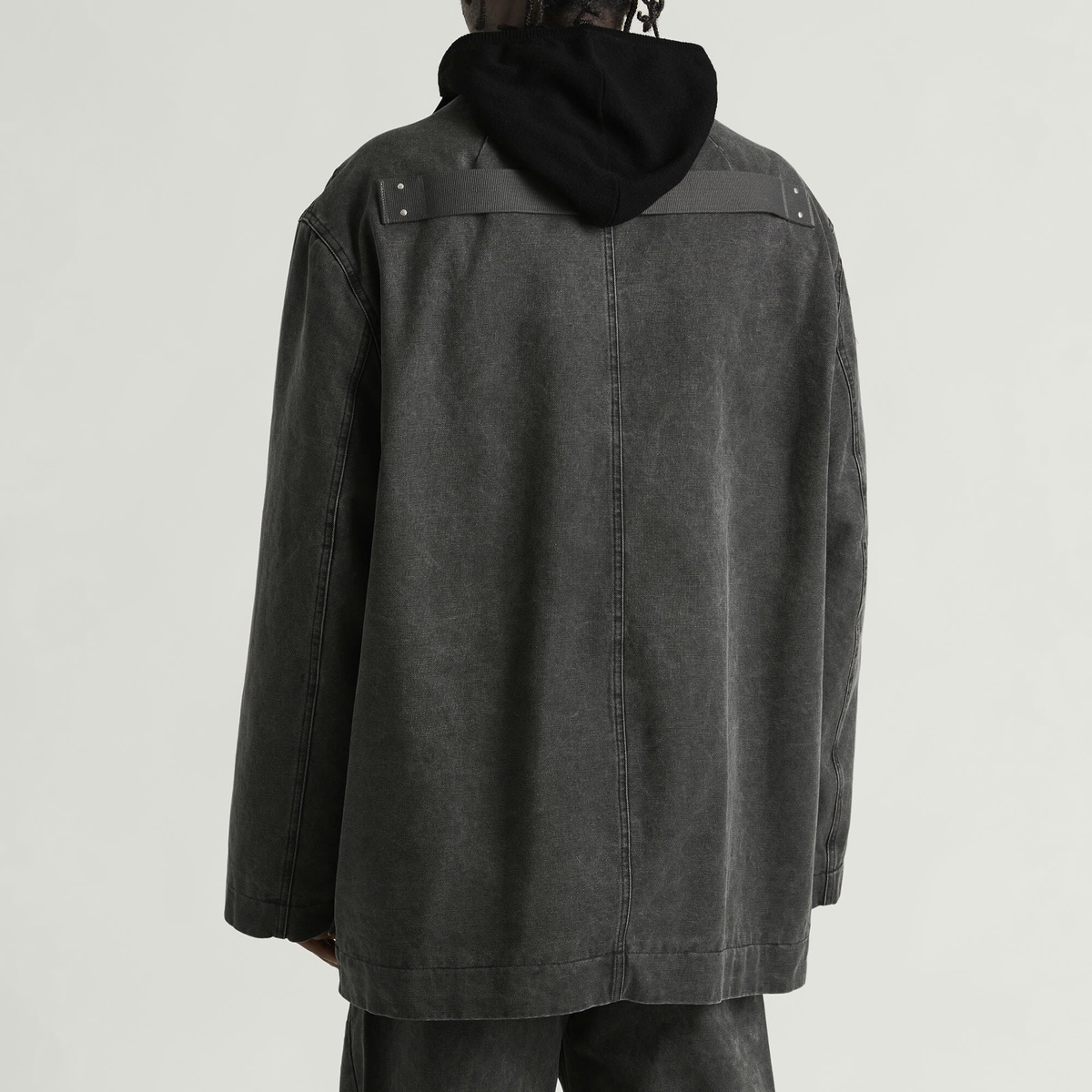 Rick Owens Men's Collared Canvas Mac in Gravel