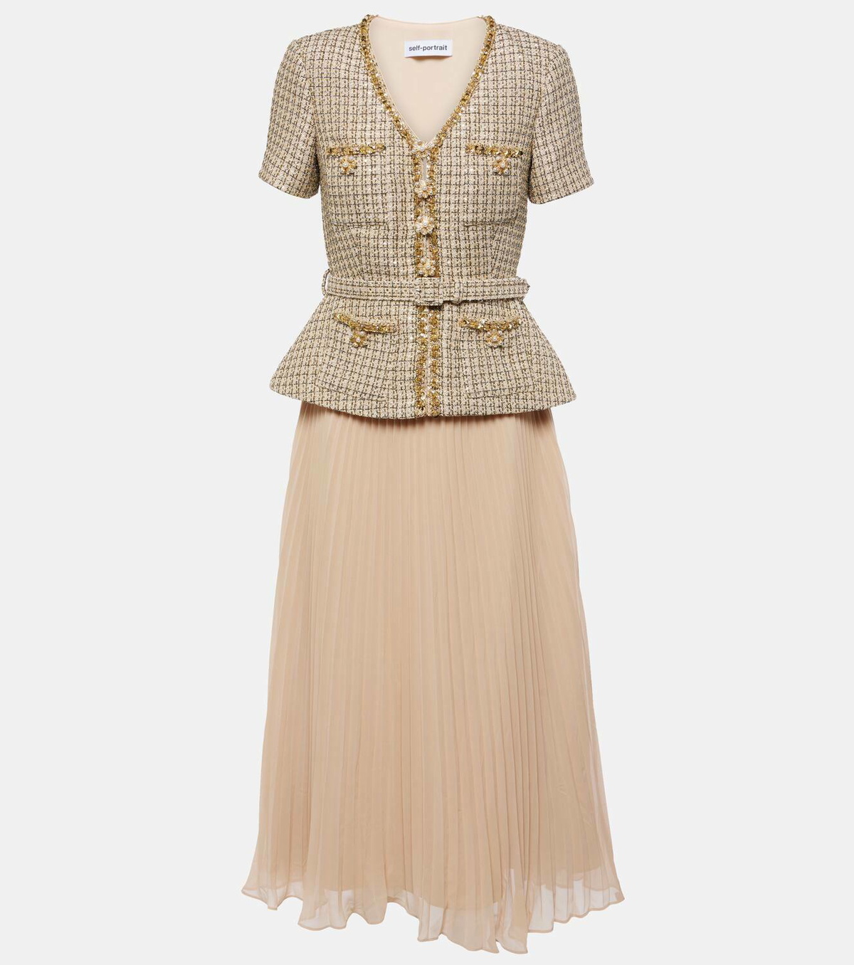SELF-PORTRAIT ワンピース Plisse boucle midi dress955692 Self-Portrait Plissé bouclé midi dress Self-Portrait