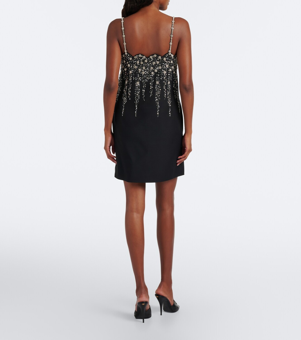 Valentino Crepe Couture crystal-embellished minidress