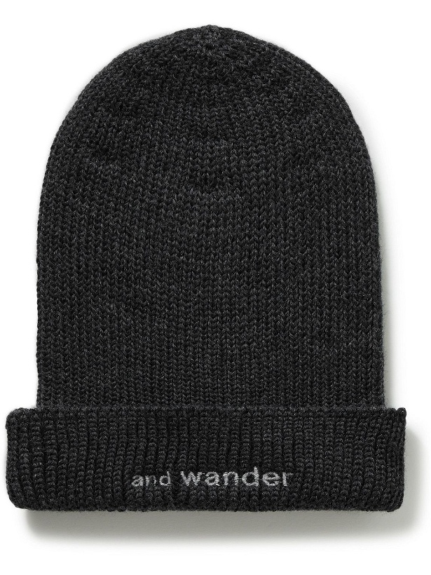 Photo: And Wander - Logo-Embroidered Ribbed Wool Beanie
