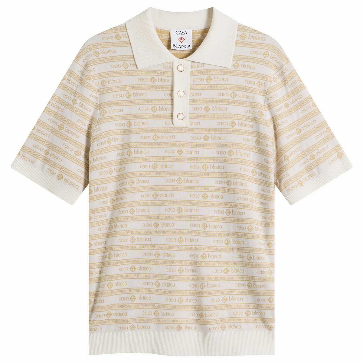 Casablanca Men's Wordmar Merino Wool Polo in Beige