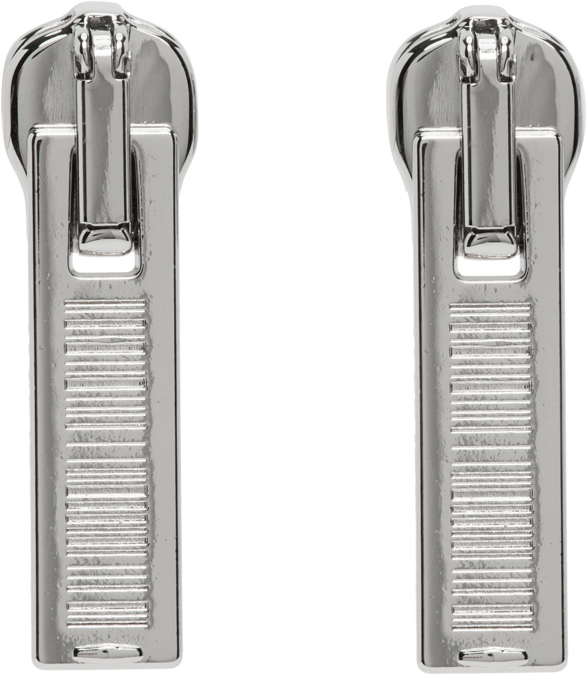 VTMNTS Silver Barcode Zipper Earrings VTMNTS