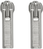 VTMNTS Silver Barcode Zipper Earrings