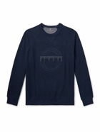 Brunello Cucinelli - Logo-Embroidered Printed Cotton-Blend Jersey Sweatshirt - Blue