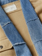 Greg Lauren - GL1 Shawl-Collar Denim-Trimmed Wool and Cotton-Blend Twill Jacket - Brown