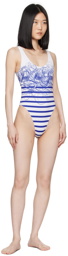 Jean Paul Gaultier White 'The Marinière Calligraphy' Swimsuit