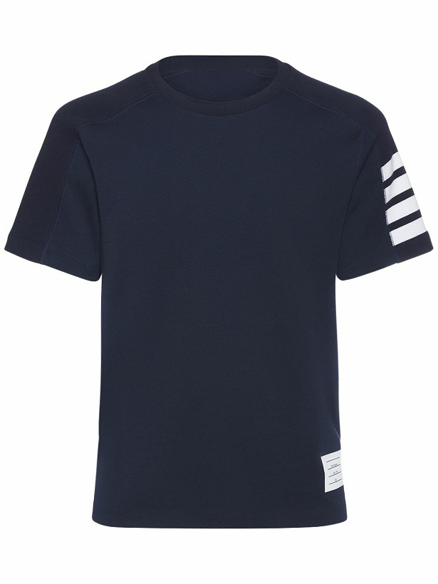 Photo: THOM BROWNE - Cotton Ss T-shirt W/ 4 Bar Stripe