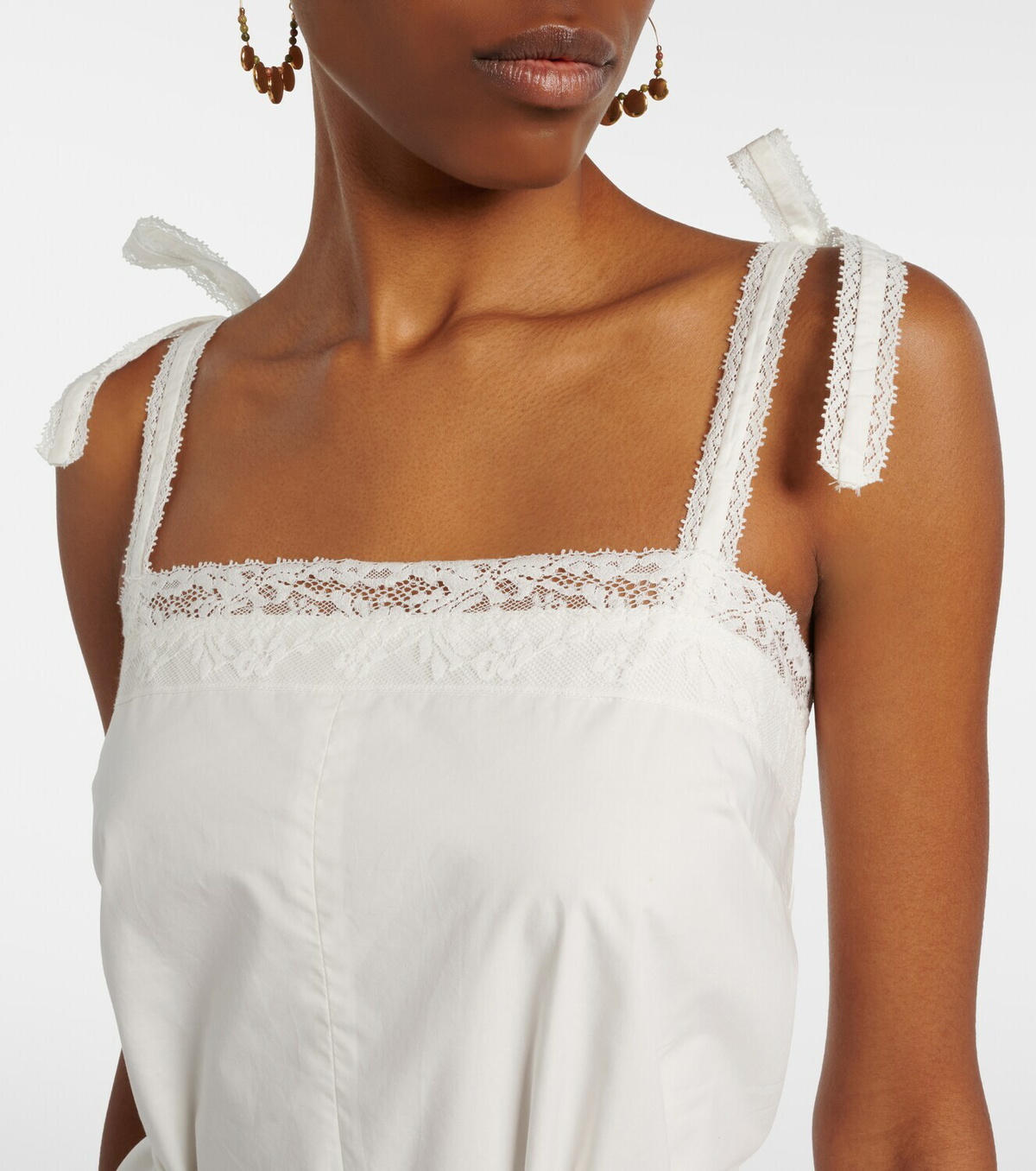Faithfull Reine lace-trimmed cotton romper