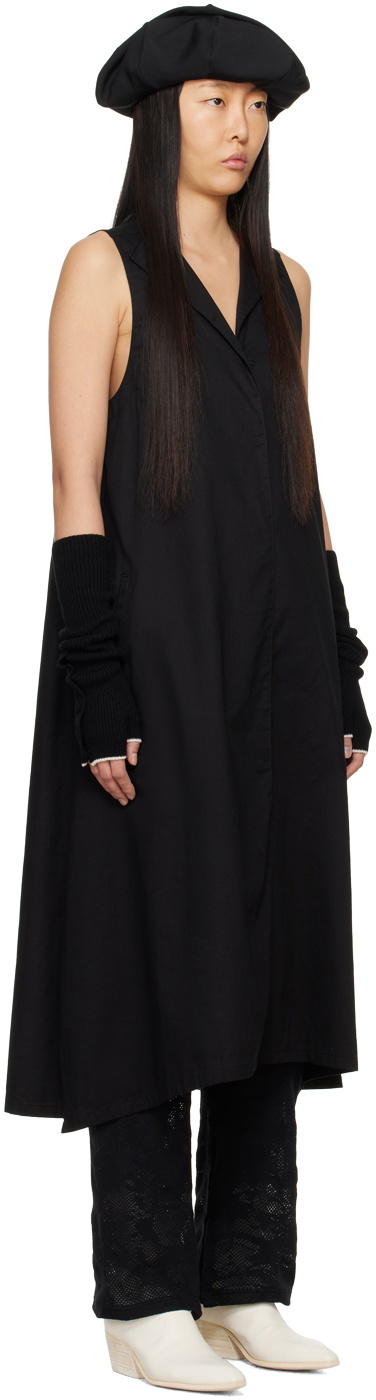 Y's Black Sleeveless Midi Dress