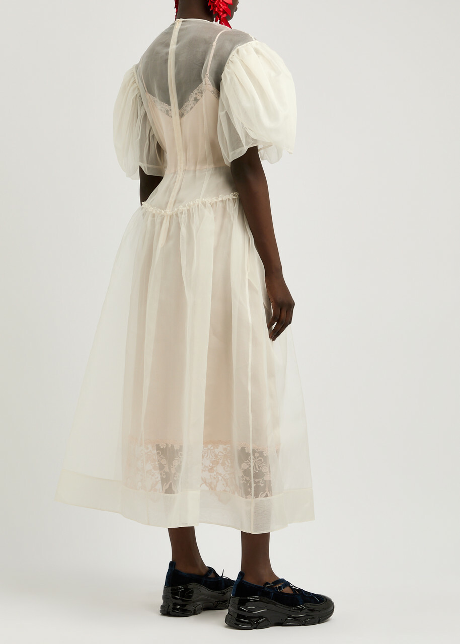 Simone Rocha Crystal-embellished Silk-organza Midi Dress