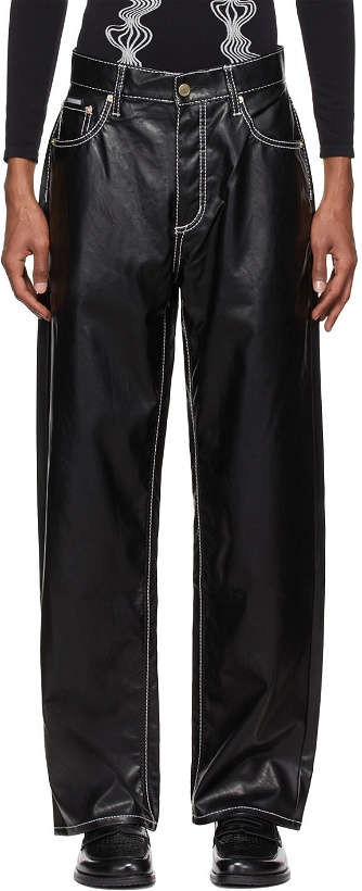 Photo: Eytys Black Orion Faux-Leather Trousers