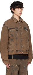 KUSIKOHC Brown Padded Multi Rivet Denim Jacket