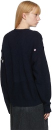 Raf Simons Navy Oversized Merino Reversed Braid Sweater