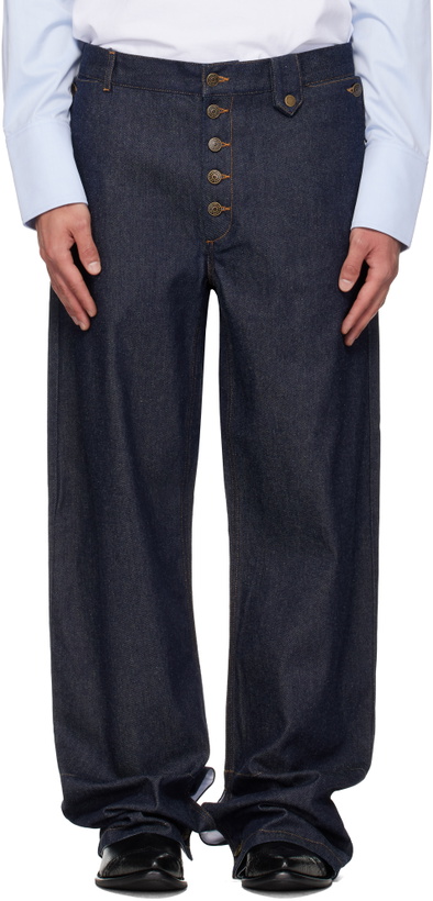 Photo: EGONlab Navy Contrasted Hem Jeans