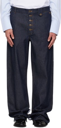 EGONlab Navy Contrasted Hem Jeans