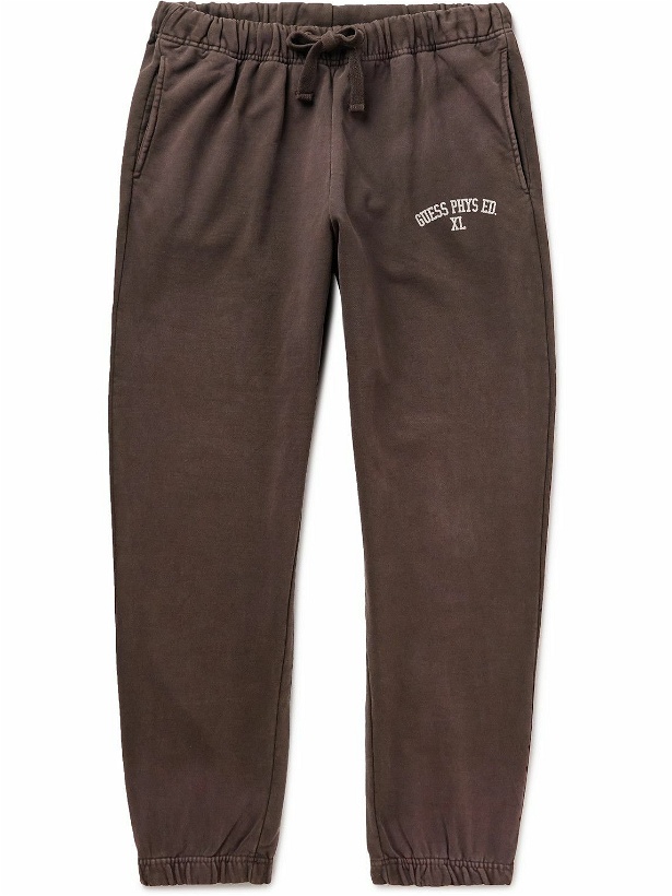 Photo: Guess USA - Tapered Cotton-Jersey Sweatpants - Brown