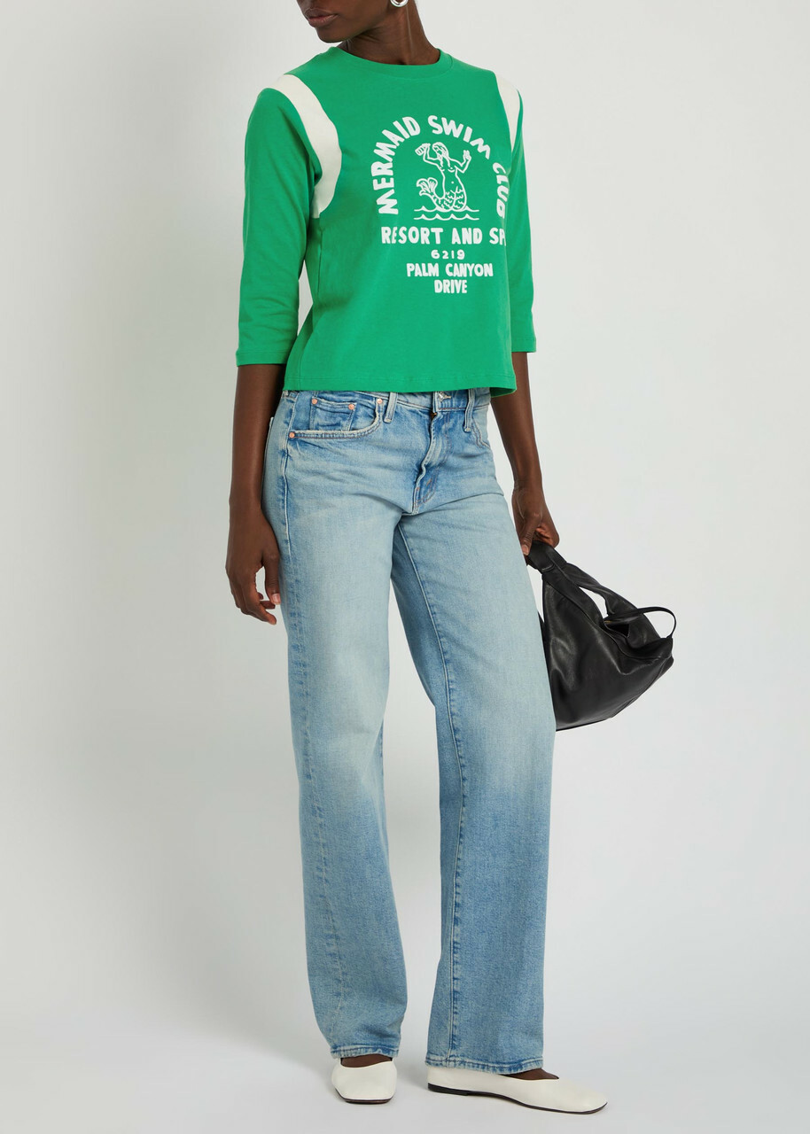 Mother The Better Half Insert Appliquéd Cotton T-shirt Green