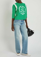 Mother The Better Half Insert Appliquéd Cotton T-shirt Green